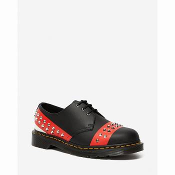 Dr Martens Férfi 1461 Bőr Studded Oxford Cipő Fekete / Piros